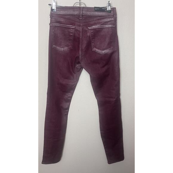 NWT J Brand Super Skinny Low Rise Coated Jeans Women’s Sz 28 Maroon Red - Picture 6 of 9